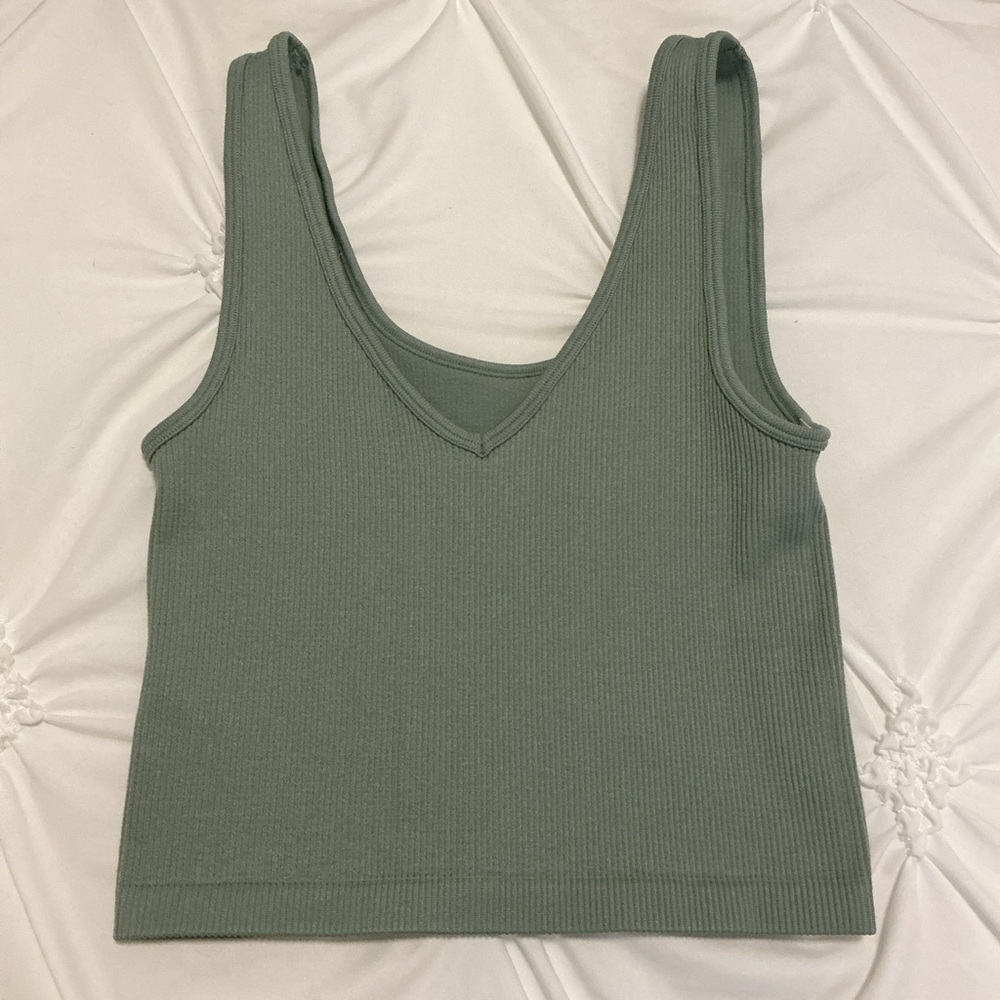 Aeropostale Sage Green Ribbed Tank Top